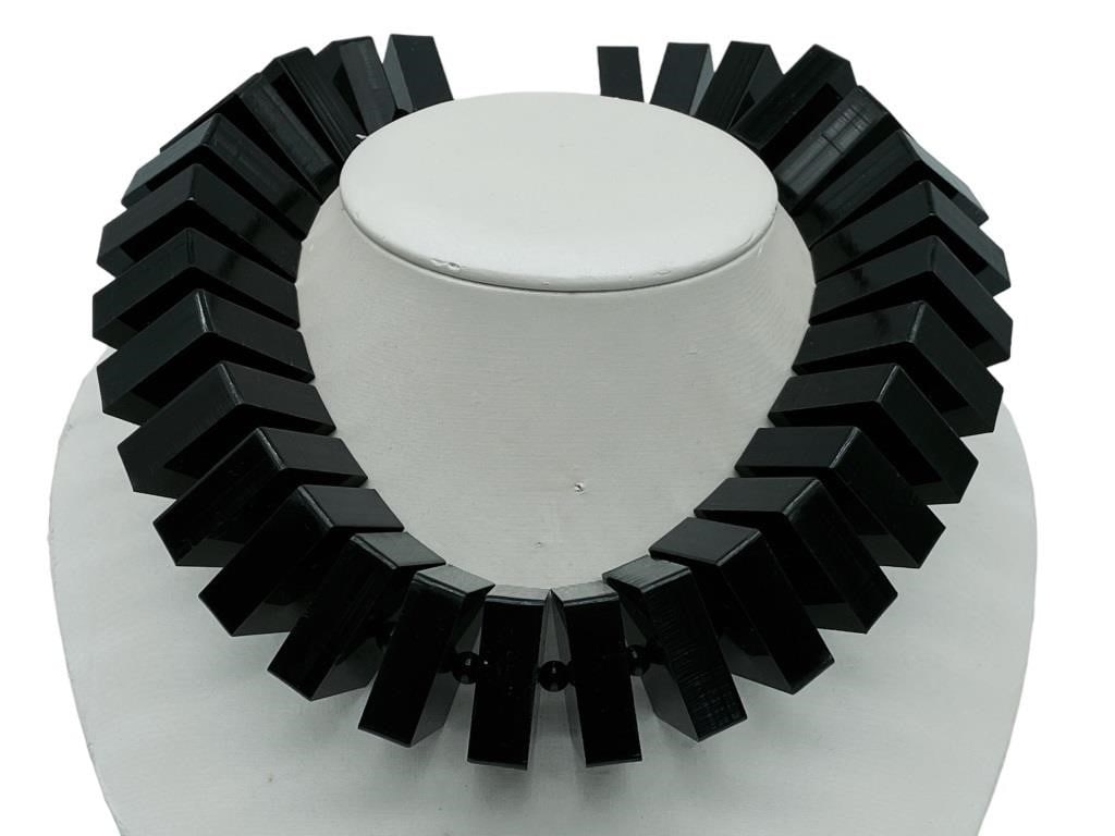 HOUSE OF FLORA BLACK LUCITE GEOMETRIC STATEMENT Ns (1 of 2)