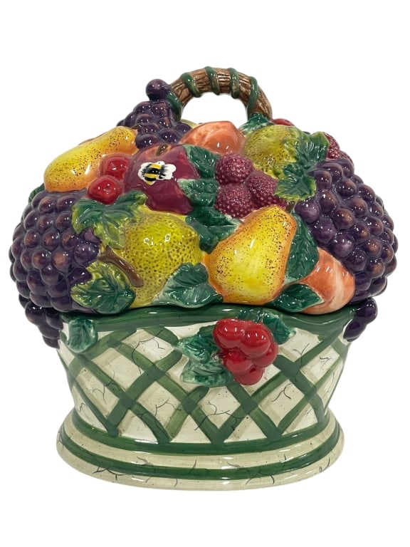 RAYMOND WAITES CORNUCOPIA FRUIT COOKIE JAR 11" (1 of 9)