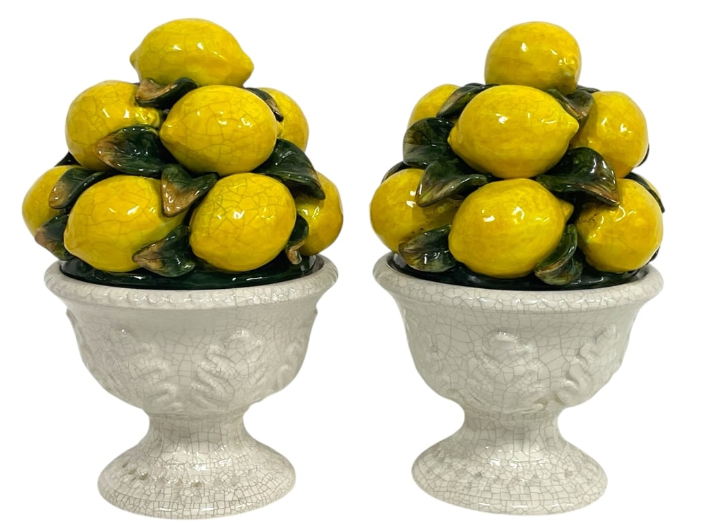 PAIR OF CERAMIC LEMON TOPIARIES 10" (1 of 5)
