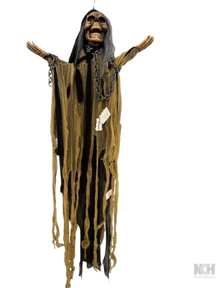 LIFESIZE HALLOWEEN GHOST SKULL IN CHAINS BOUTIQUE (1 of 4)
