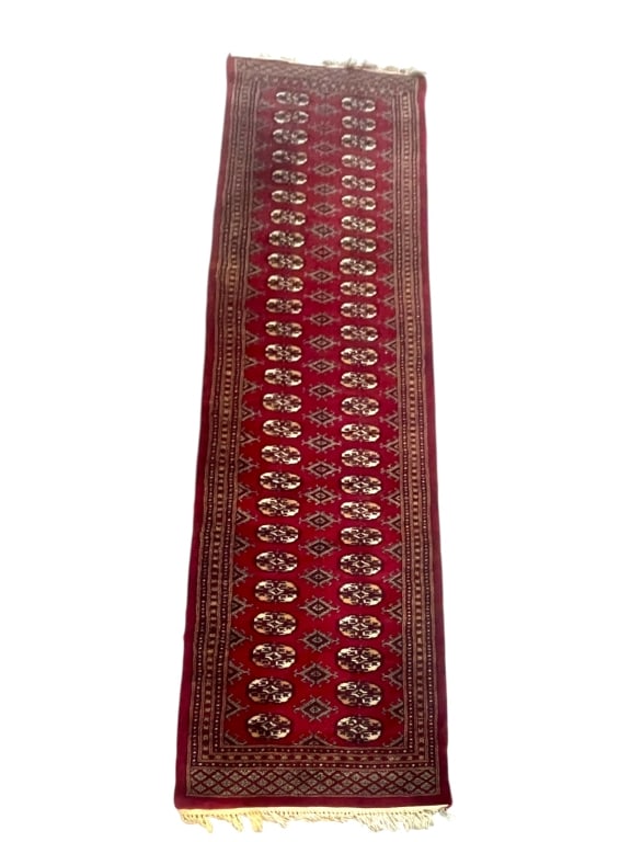 TURKMEN BOKHARA STYLE WOOL RUNNER RUG 10 FT (1 of 6)