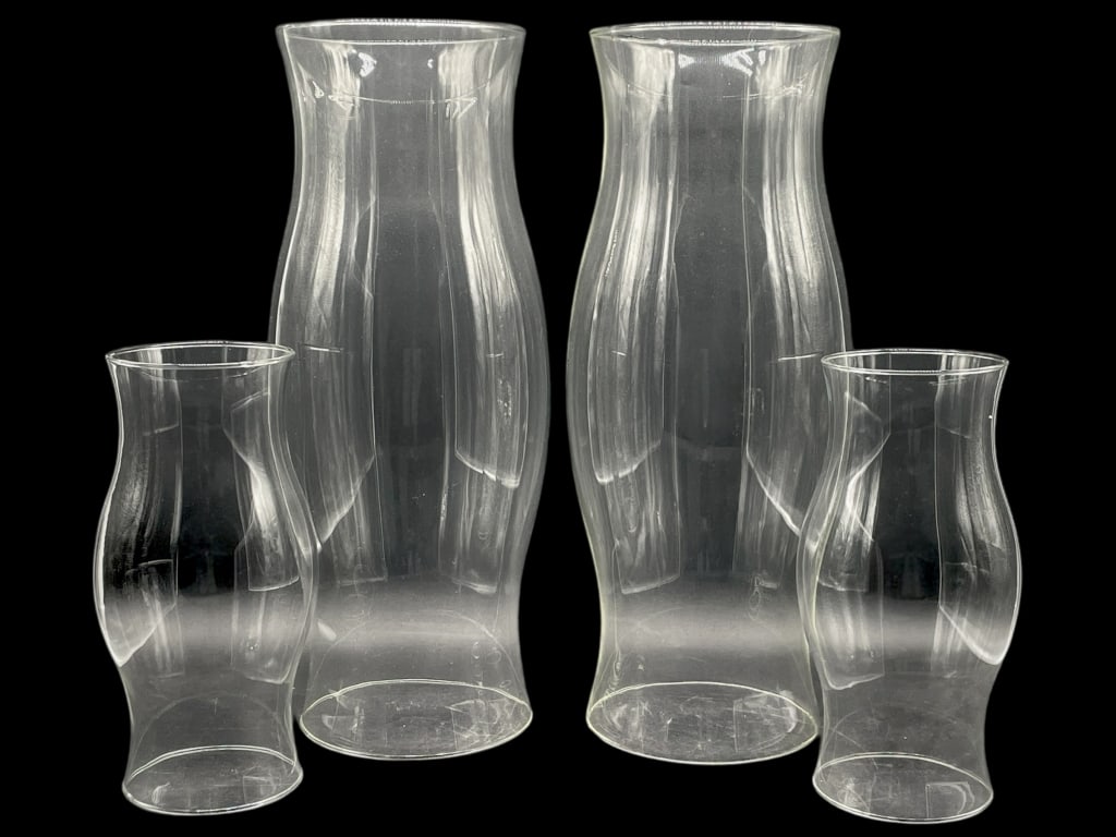 SET OF FOUR MODERN GLASS HURRICANE SHADES (1 of 2)