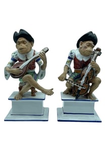 VINTAGE ITALIAN ART POTTERY MONKEYS - PAIR