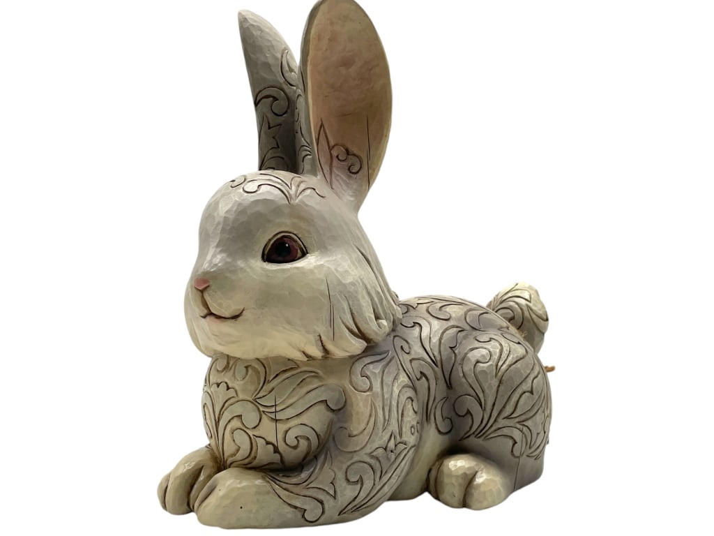 NEW IN BOX! JIM SHORE GREY BUNNY GARDEN STATUE (1 of 2)