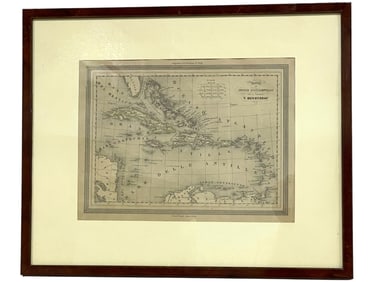 19TH CENTURY MAP OF THE WEST INDIES 19.5"