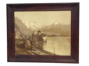 FRAMED LAC LEMAN CHATEAU DE CHILLON PRINT 23"