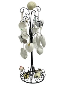 METAL DISPLAY TREE WITH SEASHELL ORNAMENTS 22.5"