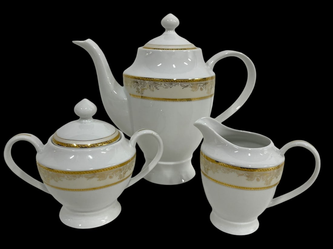 3 PIECE LORREN HOME TRENDS LUNA COllECTION TEA SET (1 of 9)