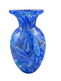 HAND-BLOWN ART GLASS VASE IN SHADES OF BLUE