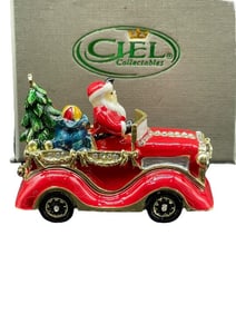 NIB JAY STRONGWATER STYLE SANTA IN FIRE TRUCK