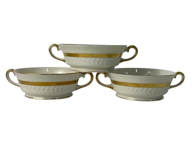 HAVILAND EMBASSY REGENTS IVORY & GOLD SOUP BOWLS