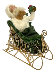 BYERS' CHOICE SANTA IN GOLD SLEIGH 10"