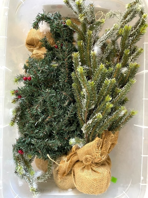BIN OF ARTIFICIAL CHRISTMAS TREES & HOLIDAY GREENS (1 of 3)