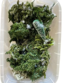BIN OF MIXED ARTIFICIAL HOLIDAY GREENERY