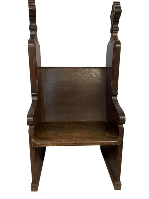 ANTIQUE GOTHIC STYLE CARVED OAK CHURCH PEW BENCH (1 of 5)