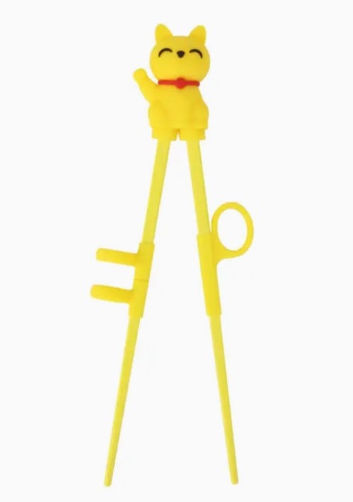 NEW! YELLOW LUCKY CAT BEGINNER CHOPSTICKS (1 of 2)