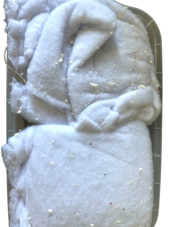 LARGE BIN OF FAKE SNOW BLANKETS (1 of 3)