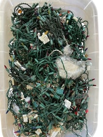 BIN WITH MULTI-COLOR CHRISTMAS LIGHT STRANDS