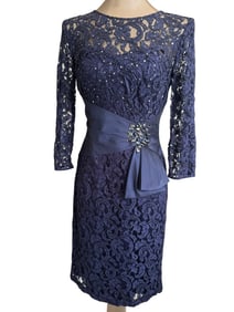 ELIZA J  NAVY SEQUINED LACE COCKTAIL DRESS SZ 6