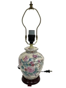 VINTAGE FLORAL PORCELAIN TABLE LAMP 17"