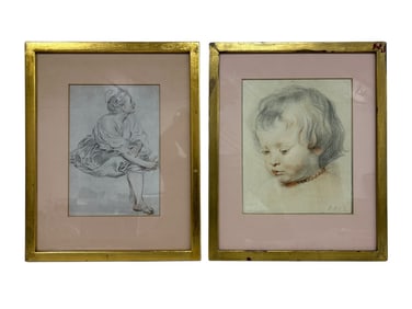 FRAMED PAIR OF FIGURAL STUDIES 16"