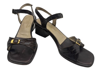 RANGONI FIRENZE DARK BROWN CROCODILES SANDALS 7