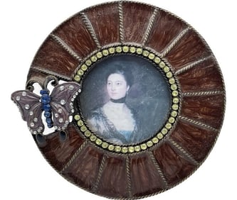 VICTORIAN STYLE ENAMEL ROUND PICTURE FRAME 5"