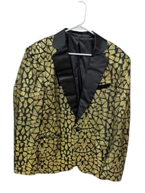 BLACK TUXEDO JACKET W/ SEQUIN MOSAIC PATTERN XL