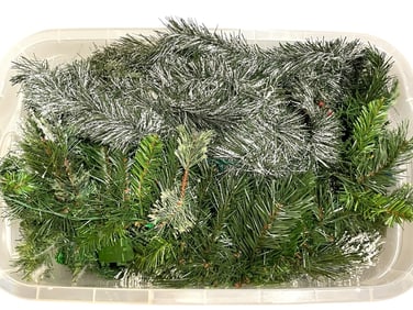 BIN OF MIXED ARTIFICIAL HOLIDAY GARLAND
