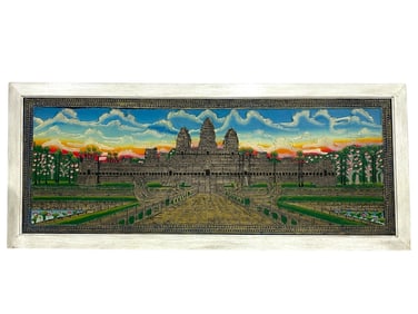 FRAMED RELIEF OF ANGKOR WAT TEMPLE COMPLEX 50"