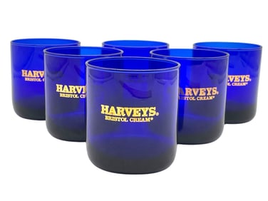 6 HARVEYS BRISTOL CREAM COBALT BLUE GLASSES