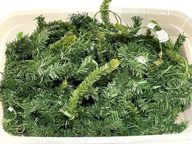 BIN OF ARTIFICIAL GREENERY GARLAND WITH LIGHTS