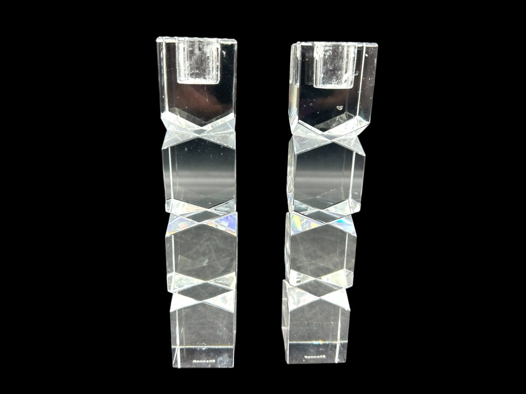 PAIR OF SHANNON CRYSTAL CANDLESTICKS (1 of 6)