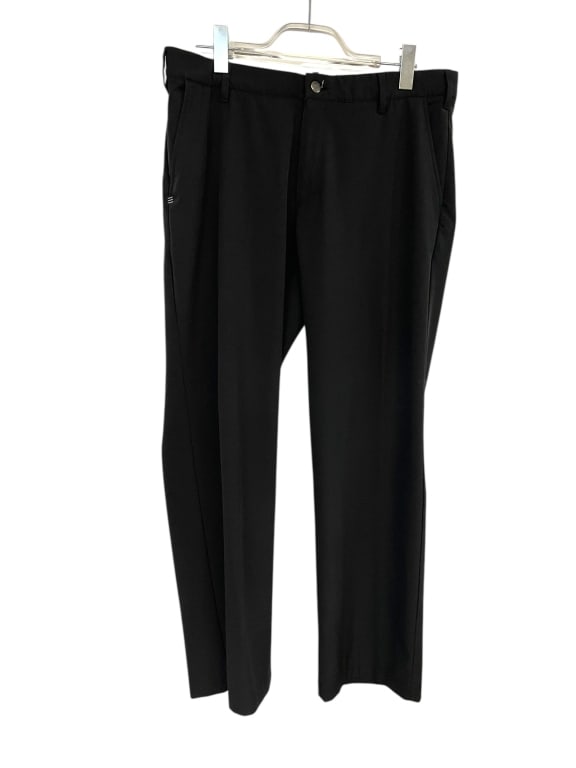 ADIDAS MEN'S BLACK TAILORED DRESS PANTS: ADIDAS MEN'S BLACK TAILORED DRESS PANTS -VERY GOOD PRE OWNED CONDITION -SIZE 36X30 -SLEEK FLAT-FRONT DESIGN WITH BELT LOOPS, ZIP FLY, AND BUTTON CLOSURE. FEATURES SIDE SLANT POCKETS AND BACK WELT POCK