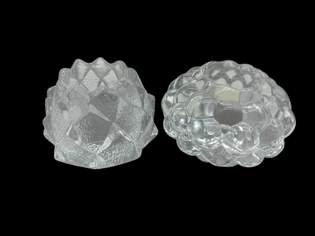 PAIR OF ORREFORS CRYSTAL CANDLE VOLTIVE (1 of 3)