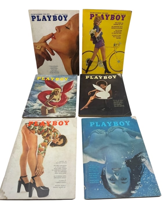 LOT OF SIX VINTAGE PLAYBOY MAGAZINES FROM 1960'S (1 of 1)