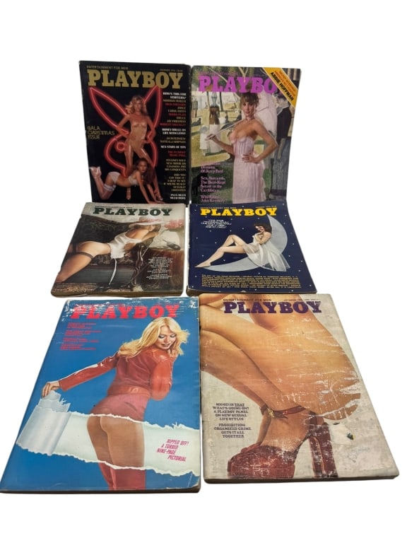 LOT OF SIX VINTAGE PLAYBOY MAGAZINES (1 of 1)