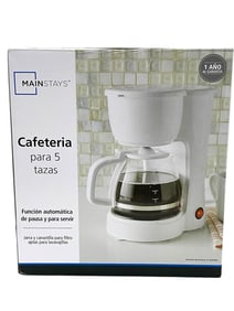 MAINSTAYS 5-CUP COFFEE MAKER WHITE IN BOX