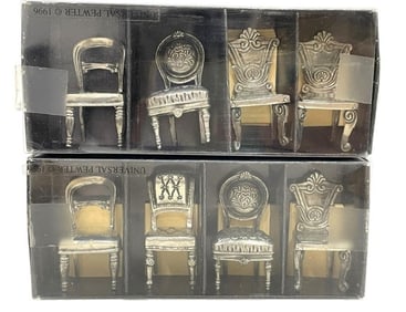 UNIVERSAL PEWTER MINI CHAIRS PLACEHOLDERS X 8
