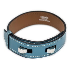 HERMÈS BELT LEATHER BRACELET M BLUE JEAN SWIFT