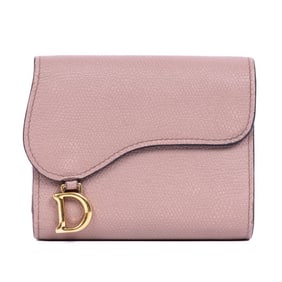DIOR SADDLE LOTUS BI-FOLD WALLET PINK CALFSKIN