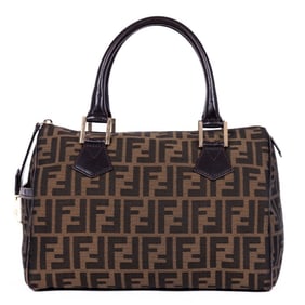FENDI BOSTON BROWN ZUCCA CANVAS GOLD