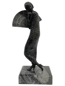 STYLE OF ALEXANDRE KÉLÉTY LADY W FAN STATUE 17"