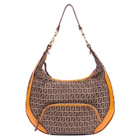 FENDI HOBO BEIGE/ORANGE ZUCCHINO MONOGRAM