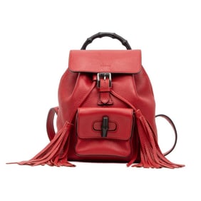 GUCCI BAMBOO TASSEL BACKPACK SMALL RED CALFSKIN