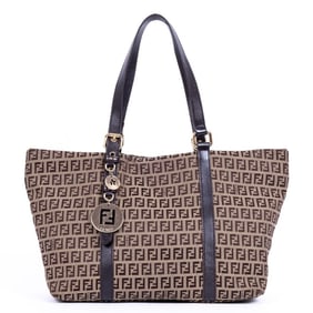 FENDI LARGE CHARM SHOPPER SMALL BROWN ZUCCHINO