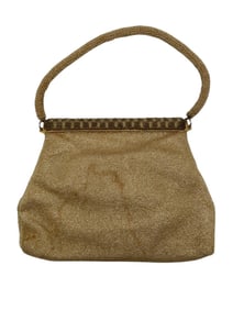 VINTAGE FRENCH GOLD METALLIC BEADED EVENING BAG