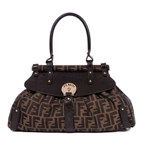 FENDI MAGIC TOP HANDLE BAG MEDIUM BROWN ZUCCA