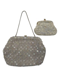 VTG BEADED EVENING BAG W SEQUIN COINPURSE