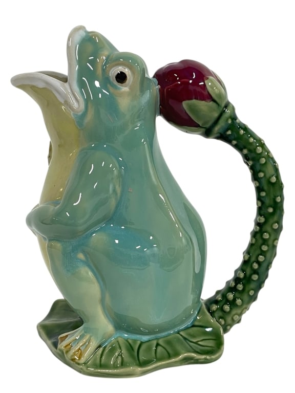 WHIMSICAL CERAMIC FROG PITCHER 9" (1 of 7)